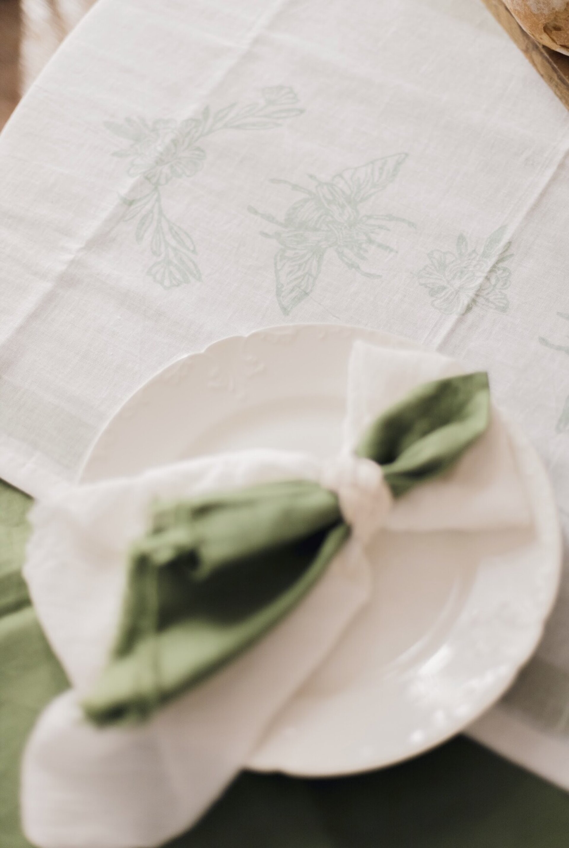 Mantel Cuadrado Lino Verde + set 2 servilletas - 4