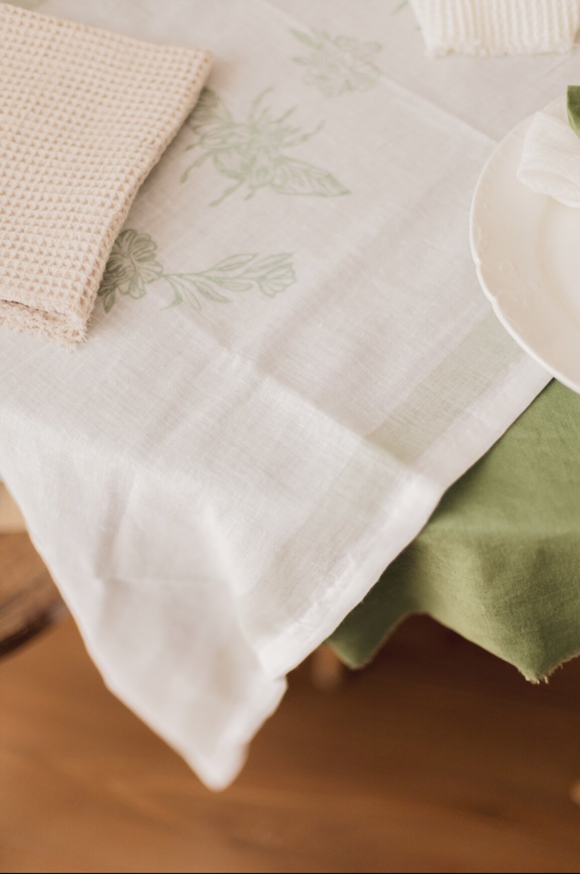 Mantel Cuadrado Lino Verde + set 2 servilletas - 2